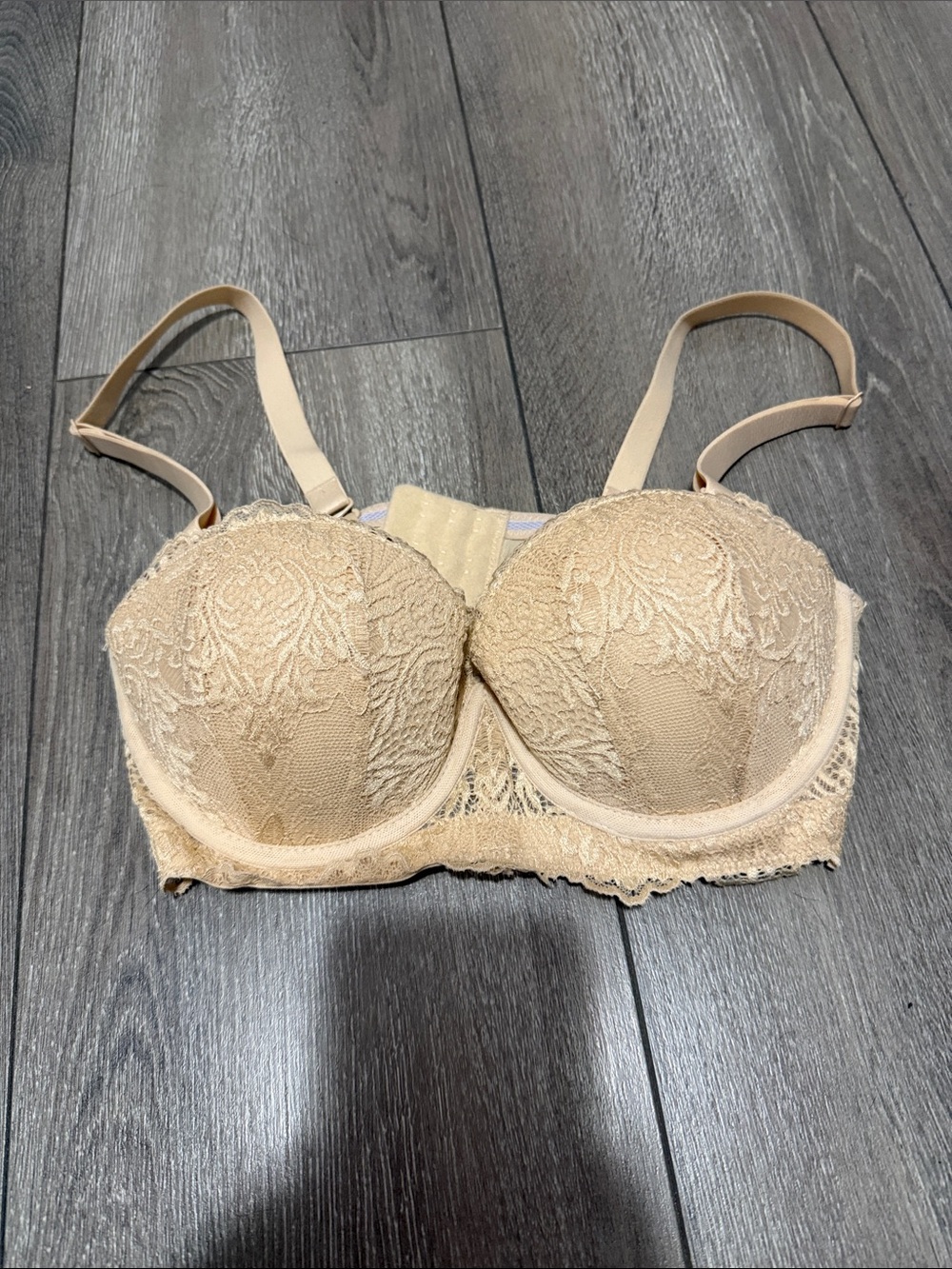 Lace Strapless Convertible Bra in Beige - Supportive, Smooth Shape